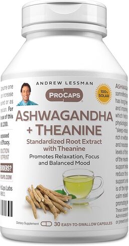 ANDREW LESSMAN Ashwagandha 60 Capsules - Standardized Ashwagandha Extract. Promotes Relaxation, Positive Mood, Overall Well-Being and Vitality. Small Easy to Swallow Capsules in Saudi Arabia