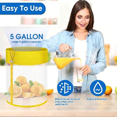 أكياس مصفاة شبكية سعة 5 جالون - مجموعة مكونة من 5 عبوات مع أحجام مرشحات متعددة الأغراض مع شاشة ضغط ممتازة - أكياس شبكية من النايلون قابلة لإعادة الاستخدام للخضروات المائية والشاي العشبي وترشيح الثلج in Kuwait