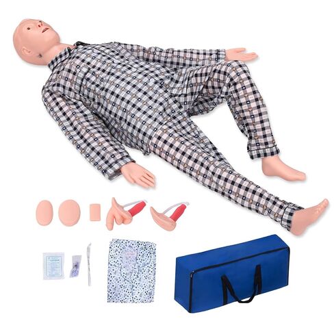Nursing Training Mannequin, Medical Mannequin for Training Patient Care Manikin CPR Human Manikins 25 Items Nurse Skills with 3 Muscle Module & Patient Gown & Urinary for Teaching Pratice in Kuwait