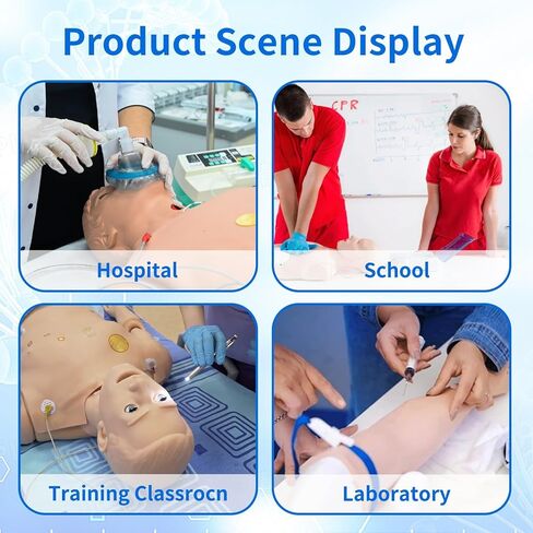 Nursing Training Mannequin, Medical Mannequin for Training Patient Care Manikin CPR Human Manikins 25 Items Nurse Skills with 3 Muscle Module & Patient Gown & Urinary for Teaching Pratice in Kuwait