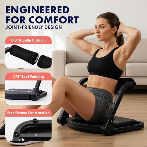 Squatz Ab Machine for Stomach Workout – Core & Sit-Up Exercise Equipment with 3 Resistance Levels for Home Gym, Adjustable Ab Trainer for Full-Body Workout with Automatic Rebound, 350 lbs Capacity in Saudi Arabia
