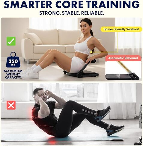 Squatz Ab Machine for Stomach Workout – Core & Sit-Up Exercise Equipment with 3 Resistance Levels for Home Gym, Adjustable Ab Trainer for Full-Body Workout with Automatic Rebound, 350 lbs Capacity in Saudi Arabia