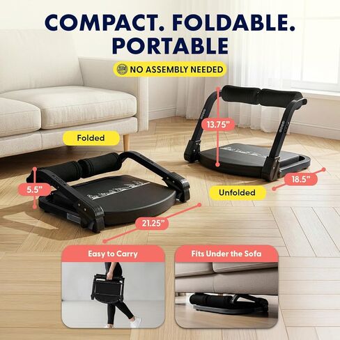 Squatz Ab Machine for Stomach Workout – Core & Sit-Up Exercise Equipment with 3 Resistance Levels for Home Gym, Adjustable Ab Trainer for Full-Body Workout with Automatic Rebound, 350 lbs Capacity in Saudi Arabia