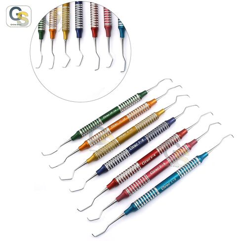 مجموعة G.S مكونة من 7 قطع من أدوات طب الأسنان بمقبض مجوف ومقابض ملونة لأدوات طب الأسنان in Saudi Arabia