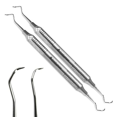 قطعتان من قشارة منجل الأسنان 204S - أداة إزالة حساب التفاضل والتكامل الاحترافية للأسنان الخلفية - الفولاذ المقاوم للصدأ، نقطة دقيقة، قابلة للتعقيم - مستلزمات الصحة وطبيب الأسنان in Kuwait