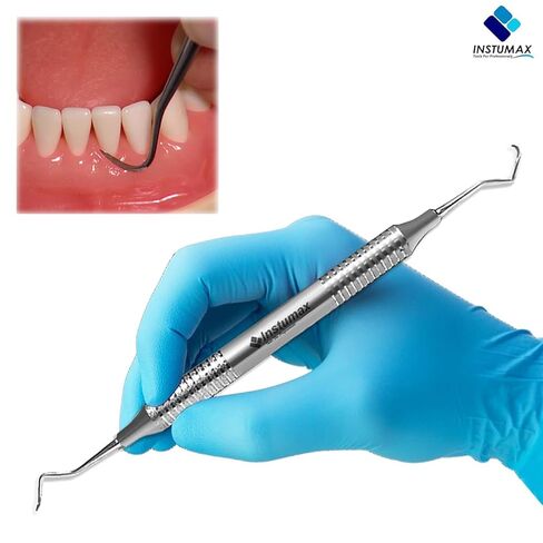 قطعتان من قشارة منجل الأسنان 204S - أداة إزالة حساب التفاضل والتكامل الاحترافية للأسنان الخلفية - الفولاذ المقاوم للصدأ، نقطة دقيقة، قابلة للتعقيم - مستلزمات الصحة وطبيب الأسنان in Kuwait