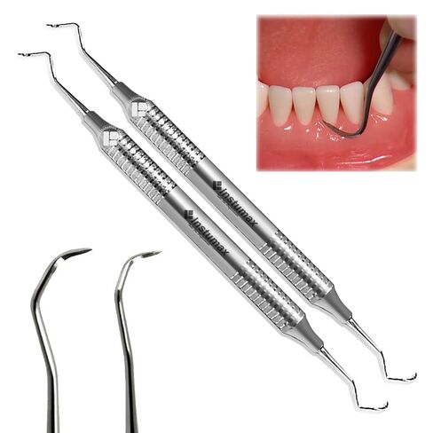 قطعتان من قشارة منجل الأسنان 204S - أداة إزالة حساب التفاضل والتكامل الاحترافية للأسنان الخلفية - الفولاذ المقاوم للصدأ، نقطة دقيقة، قابلة للتعقيم - مستلزمات الصحة وطبيب الأسنان in Kuwait