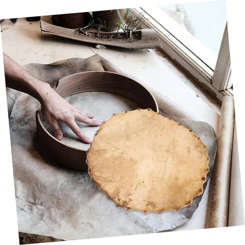 Vaguelly Yellow Cowhide Drum Skin Replacement Drum Head Large Round Skin for Hand in Saudi Arabia
