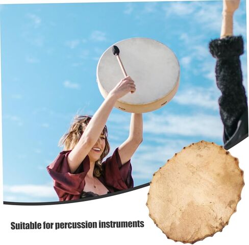 Vaguelly Yellow Cowhide Drum Skin Replacement Drum Head Large Round Skin for Hand in Saudi Arabia