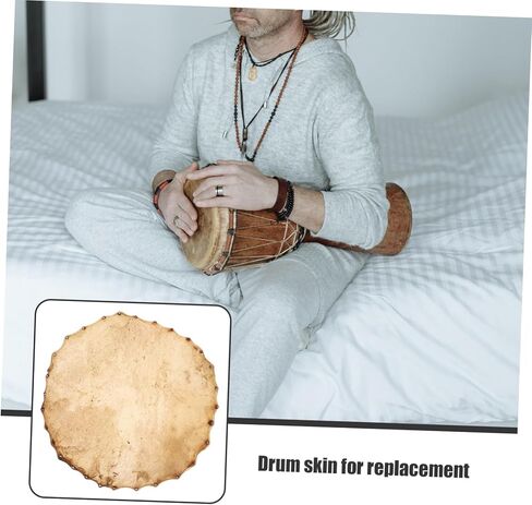 Vaguelly Yellow Cowhide Drum Skin Replacement Drum Head Large Round Skin for Hand in Saudi Arabia