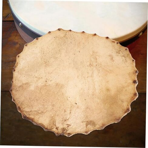 Vaguelly Yellow Cowhide Drum Skin Replacement Drum Head Large Round Skin for Hand in Saudi Arabia