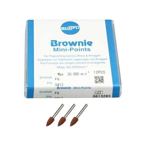 Shofu Dental 0413 Brownie Polishers Friction Grip FG Mini Points 12/Bx Case of 24 Boxes in Kuwait