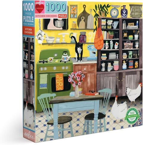 قطعة وحب eeboo: مطبخ وردي - 1000 قطعة لغز - بانوراما مربعة للبالغين ، 23 × 23 ، تشمل إدراج مرجعي للصورة ، قطع لامعة in Kuwait