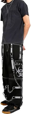 Men Gothic Bondage Reflective Men Street Walker Pant Alternative Punk Rock Emo Trouser Pant Shorts in Saudi Arabia
