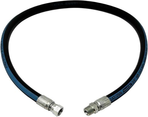 3/8" Hydraulic Hose Assembly, Double Wire Braid, Female JIC Straight Swivel x Male NPT Straight, 4800 PSI, 36" Length in Saudi Arabia