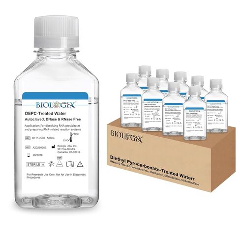 DEPC-Treated Water, Diethylpyrocarbonate-Treated Ultrapure Water, More Than 99.99% Purity, Lab-Grade Purified, Sterilization, RNase & DNase Free, Proteinase Free, 500ml/Bottle in Saudi Arabia