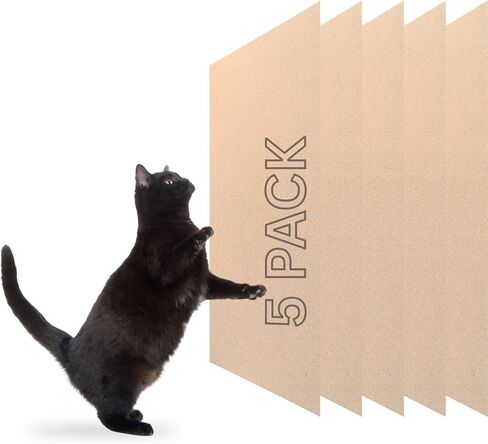 Cat Scratch Mat (Black, 5-Pack, 9.8''*18.8''), Furniture Protector from Cats Scratching, Strong Self-Adhesive Backing for Easy and Sturdy Application, Versatile for Cat Trees, Posts, and Beds in Kuwait