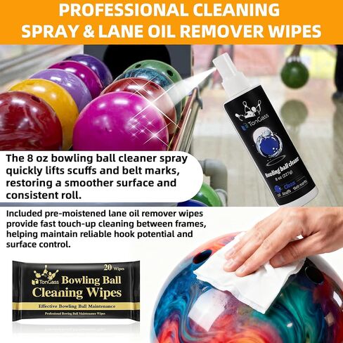 TonGass Bowlings Basics Accessories Set Microfiber Bowling Ball Seesaw Towel Cleaner Spray and Cleaning Wipes Bowling Thumb Saver Protector (Right) Kit Bowlings Rotating Ball Cup and Shoe Slider Set in Kuwait