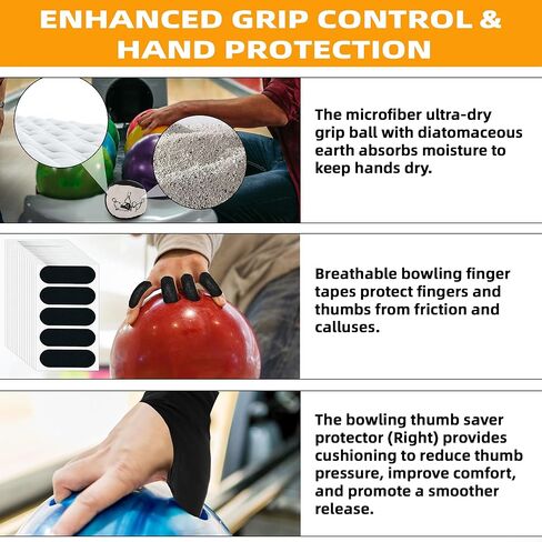 TonGass Bowlings Basics Accessories Set Microfiber Bowling Ball Seesaw Towel Cleaner Spray and Cleaning Wipes Bowling Thumb Saver Protector (Right) Kit Bowlings Rotating Ball Cup and Shoe Slider Set in Kuwait
