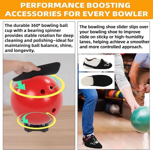 TonGass Bowlings Basics Accessories Set Microfiber Bowling Ball Seesaw Towel Cleaner Spray and Cleaning Wipes Bowling Thumb Saver Protector (Right) Kit Bowlings Rotating Ball Cup and Shoe Slider Set in Kuwait