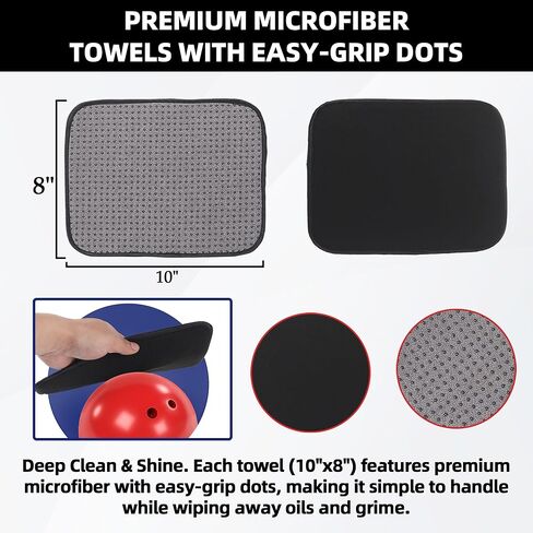 TonGass Bowlings Maintenance Combo Kit, 3‑Pack Rotating Bowling Ball Spinner Stand & 3‑Pack Microfiber Bowling Ball Cleaning Towels, Easy‑Grip Dots & 360° Rotation for All Bowlers, Deep Clean & Polish in Kuwait