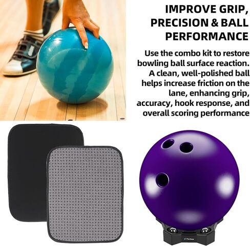 TonGass Bowlings Maintenance Combo Kit, 3‑Pack Rotating Bowling Ball Spinner Stand & 3‑Pack Microfiber Bowling Ball Cleaning Towels, Easy‑Grip Dots & 360° Rotation for All Bowlers, Deep Clean & Polish in Kuwait
