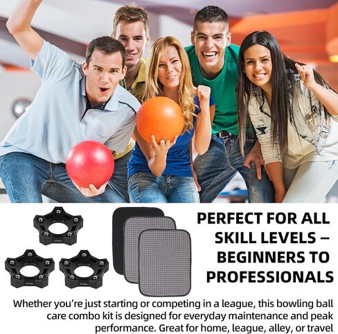 TonGass Bowlings Maintenance Combo Kit, 3‑Pack Rotating Bowling Ball Spinner Stand & 3‑Pack Microfiber Bowling Ball Cleaning Towels, Easy‑Grip Dots & 360° Rotation for All Bowlers, Deep Clean & Polish in Kuwait