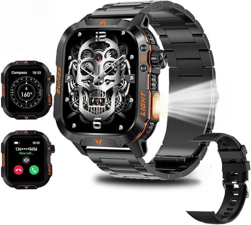 Men's Military Smart Watch Altimeter Barometer Compass IP68 Waterproof Suitable for Swimming Answer/Make Call Function Outdoor Tactical Smart Fitness Watch Heart Rate Smart Watch for Android & iOS in Saudi Arabia
