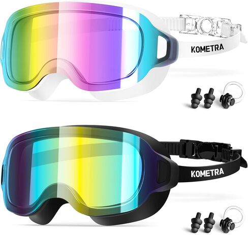 Adult Swim Goggles 2 Pack, Frameless Wide View Anti Fog UV Protection Pool Swimming Goggles for Adult Women Men Youth in Kuwait
