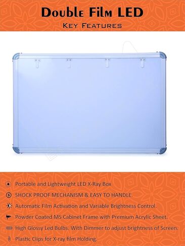 صندوق عرض أشعة سينية LED احترافي مع تفعيل الفيلم تلقائيًا، تحكم متغير في السطوع، 28 × 17 بوصة، أبيض in Kuwait