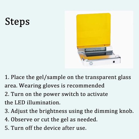 جهاز نقل LED أزرق للبيولوجيا الجزيئية، أقصى طول موجي 470 نانومتر، سطح مراقبة 160 × 70 مم، مثالي لقطع الجل والتجارب in Kuwait