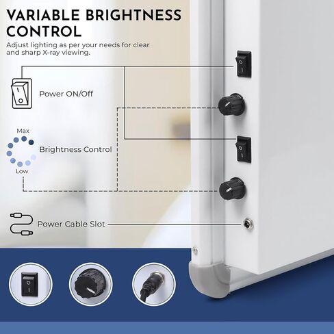 صندوق عرض الأشعة السينية LED، فيلم مزدوج مع مستشعر تنشيط الفيلم التلقائي، 28 × 17 بوصة، تحكم متغير في السطوع، أبيض، عبوة من قطعتين in Kuwait