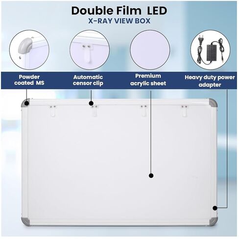 صندوق عرض الأشعة السينية LED، فيلم مزدوج مع مستشعر تنشيط الفيلم التلقائي، 28 × 17 بوصة، تحكم متغير في السطوع، أبيض، عبوة من قطعتين in Kuwait