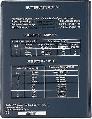 Stereo Butterfly Depth Perception Test Kit - 3D Vision Chart with Glasses for Kids Adults Eye Function Assessment in Kuwait