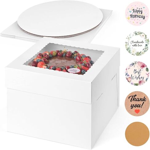 VGOODALL 2 Pack Cake Boxes, 10x10x8 Inches Cake Containers with Window, White Bakery Boxes with Lids for Donuts, Pies, Cookies,Birthday Party Wedding in Saudi Arabia