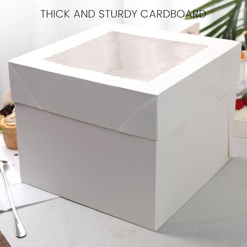 VGOODALL 2 Pack Cake Boxes, 10x10x8 Inches Cake Containers with Window, White Bakery Boxes with Lids for Donuts, Pies, Cookies,Birthday Party Wedding in Saudi Arabia
