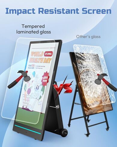 شاشة عرض رقمية خارجية مقاس 55 بوصة، 2K 2000 Nits IP65 تجاري، أكشاك إعلانات LCD رقمية قابلة لإعادة الشحن، ضبط السطوع التلقائي، شاشة مقاومة للصدمات للمطعم/المتجر in Kuwait