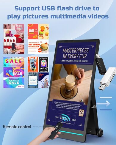 شاشة عرض رقمية خارجية مقاس 55 بوصة، 2K 2000 Nits IP65 تجاري، أكشاك إعلانات LCD رقمية قابلة لإعادة الشحن، ضبط السطوع التلقائي، شاشة مقاومة للصدمات للمطعم/المتجر in Kuwait