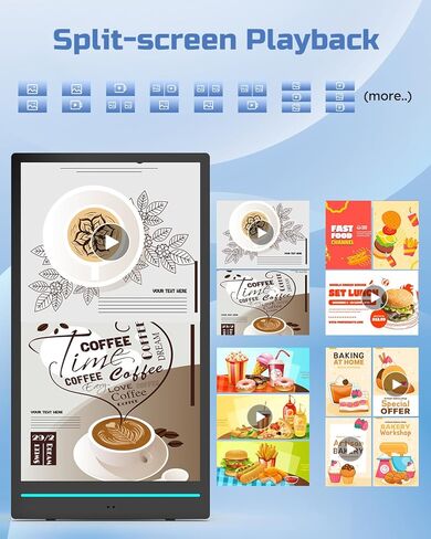 شاشة عرض رقمية خارجية مقاس 55 بوصة، 2K 2000 Nits IP65 تجاري، أكشاك إعلانات LCD رقمية قابلة لإعادة الشحن، ضبط السطوع التلقائي، شاشة مقاومة للصدمات للمطعم/المتجر in Kuwait