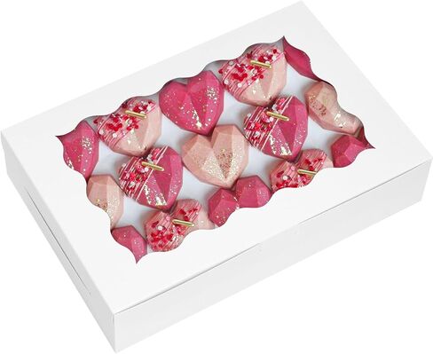 Moretoes 15pcs Cookie Boxes,12x8x2.5 Inches Bakery Boxes with Window, for Chocolate Covered Strawberries, Cakes, Pies, Muffins, Donuts and Pastries in Saudi Arabia