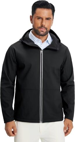 M MAELREG Mens Fleece Softshell Jacket Lightweight Insulated Water Resistant Windbreaker Hooded Winter Jacket for Golf Casual in Saudi Arabia