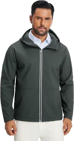 M MAELREG Mens Fleece Softshell Jacket Lightweight Insulated Water Resistant Windbreaker Hooded Winter Jacket for Golf Casual in Saudi Arabia
