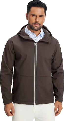 M MAELREG Mens Fleece Softshell Jacket Lightweight Insulated Water Resistant Windbreaker Hooded Winter Jacket for Golf Casual in Saudi Arabia