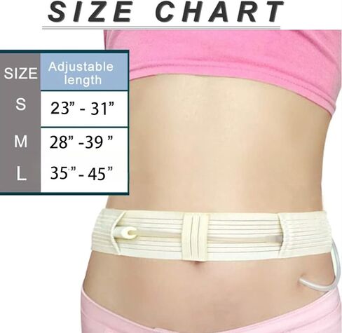Breathable Peritoneal Dialysis Belt PD Catheter Mesh Pouch G-Tube Feeding Tube Peg Tubing Accessories Transfer Set Fixation Medical Nursing Supplies Adult Soft Adjustable Belly Band ((Large 35"-49")) in Kuwait