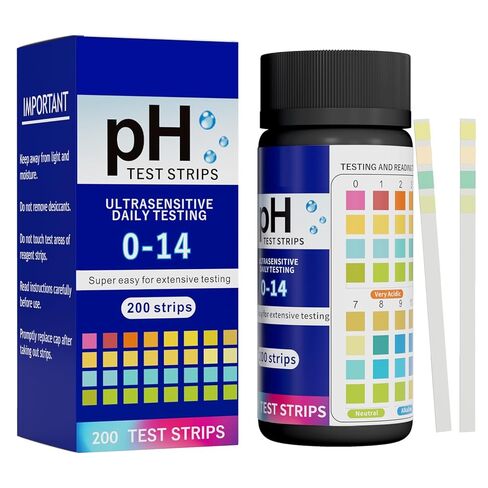 شريط اختبار الأس الهيدروجيني 0-14 - 200 شريط من ورق عباد الشمس العالمي مجموعة اختبار الأس الهيدروجيني سريعة وموثوقة لاختبار السوائل ومياه الشرب واللعاب وأحواض السمك والمختبرات وصناعة الصابون in Kuwait
