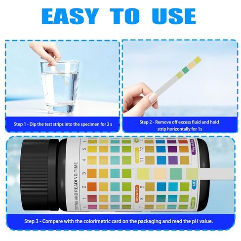 شريط اختبار الأس الهيدروجيني 0-14 - 200 شريط من ورق عباد الشمس العالمي مجموعة اختبار الأس الهيدروجيني سريعة وموثوقة لاختبار السوائل ومياه الشرب واللعاب وأحواض السمك والمختبرات وصناعة الصابون in Kuwait