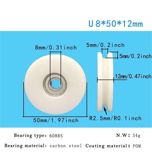 6pcs 2inch u Groove Sliding Nylon Rollers,Door and Window Plastic Wheel Rail Wheel, Furniture Plastic Bearing Groove Wheel.(Width 5mm White) in Saudi Arabia