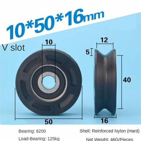 10 * 50 * 16mm V Groove Type Nylon Bearing, Pulley Package, Plastic wear-Resistant Suspension Wheel, Rolling Wheel in Saudi Arabia