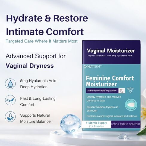 مرطب مهبلي للريفاري - 5 ملغ من حمض الهيالورونيك - جفاف المهبل، حشوات مهدئة خالية من الهرمونات، غير دهنية، عدد 12 - كمية تكفي لمدة شهر واحد in Kuwait