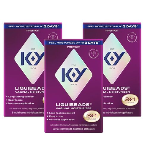 K-Y Liquibeads Silicone-Based Formula 6 Bead Inserts and 6 Applicators Vaginal Moisturizer & Lube for More Comfortable Sex For Men, Women and Couples (3 Pack) in Kuwait